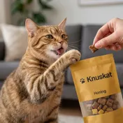 Kat krijgt een gebitssnack